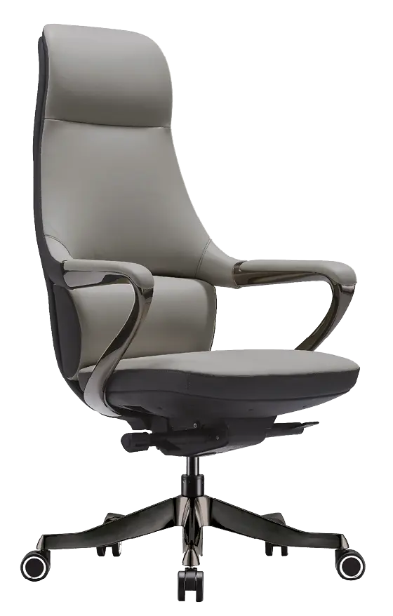 REYA, židle kancelářská, titan kříž, světle šedá kůže/antracit PU